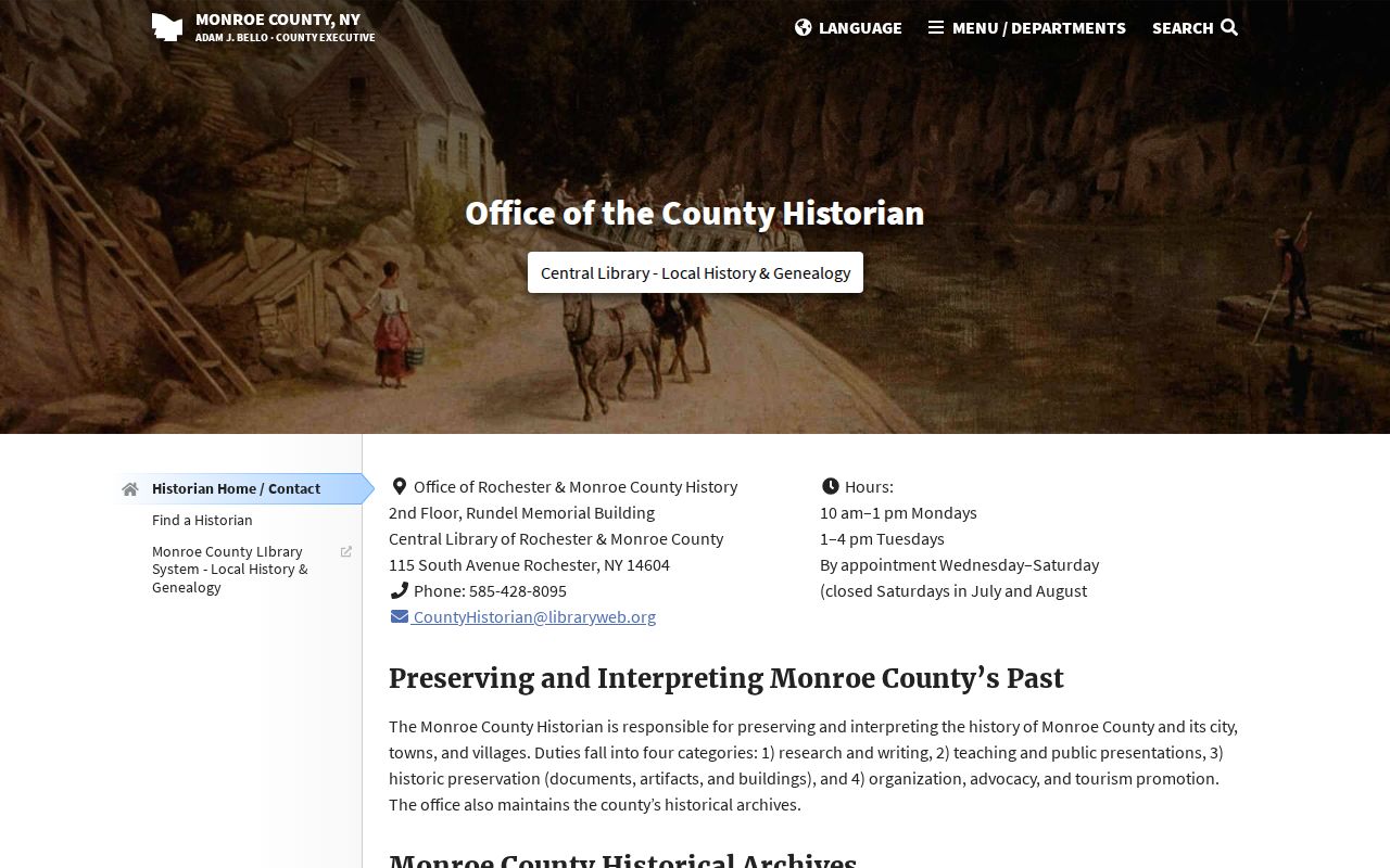 Rochester city directory Monroe County Historian access page