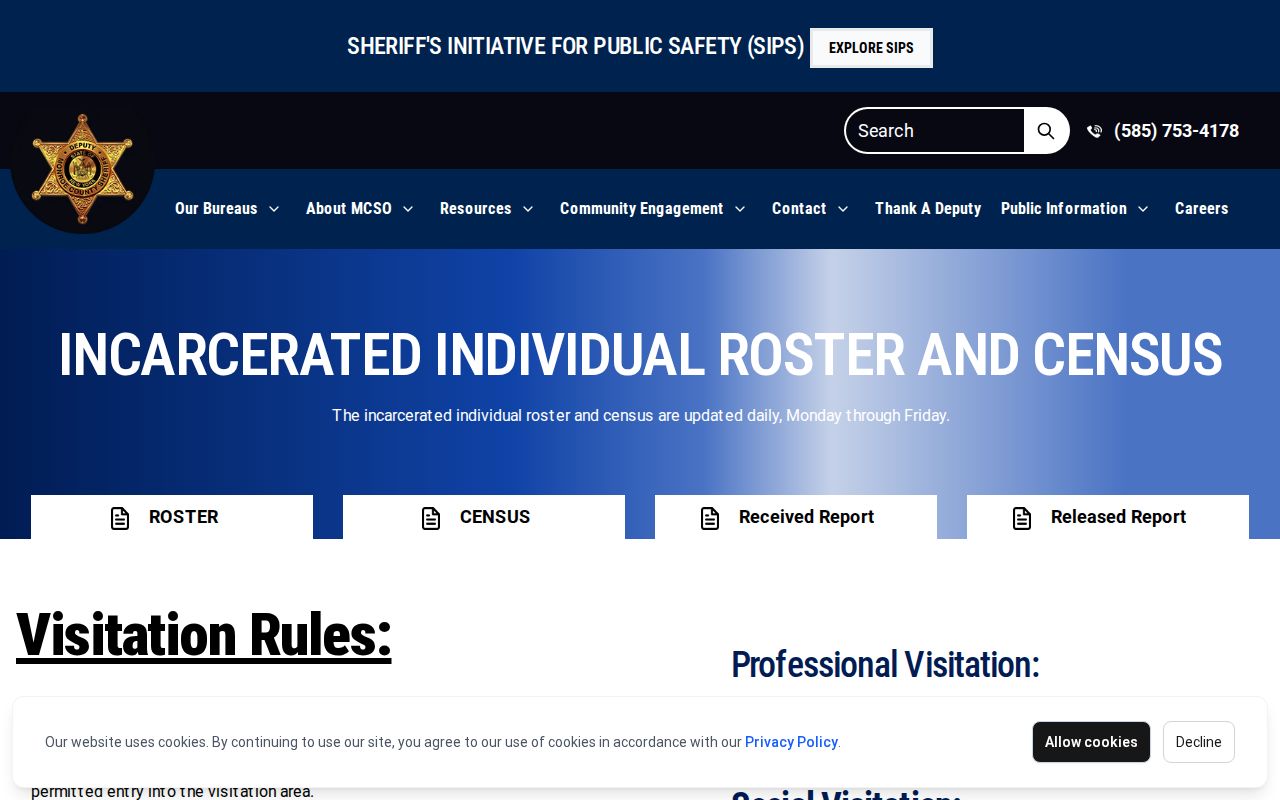 Rochester resident lookup information on the Monroe County Sheriff roster page