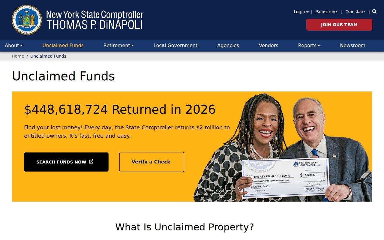 Rochester residents directory New York unclaimed funds search route